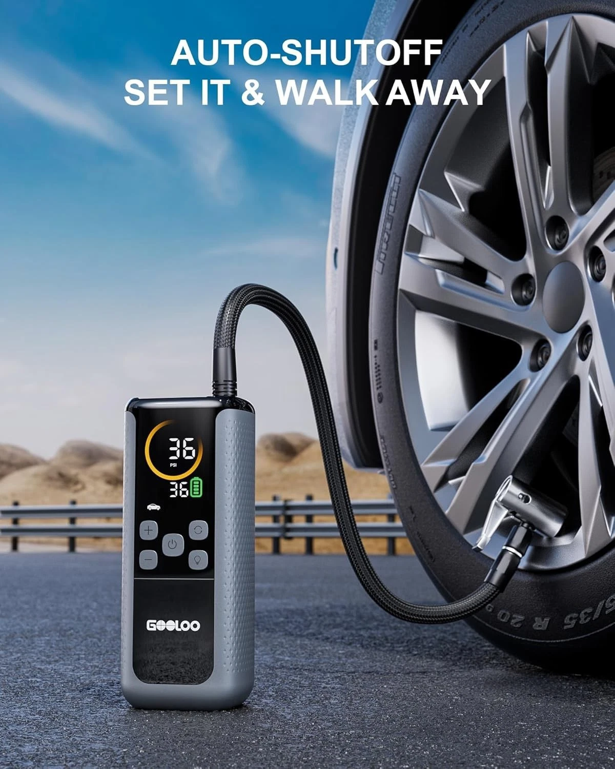 GOOLOO GT160 Cordless Digital Tyre Inflator Pump Air Compressor USB Power Bank - Image 3