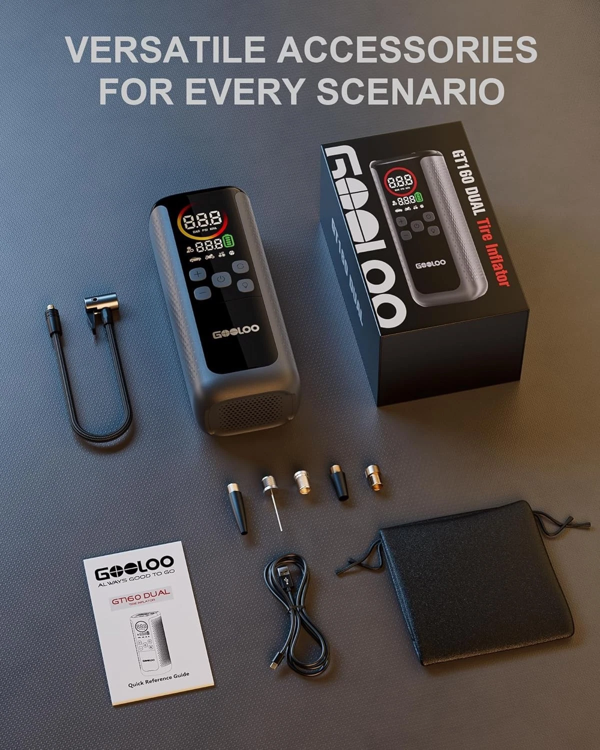 GOOLOO GT160 Cordless Digital Tyre Inflator Pump Air Compressor USB Power Bank - Image 8