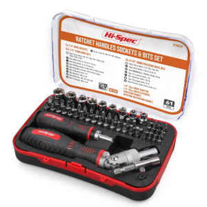 Hi-Spec 1/4" Multi Screwdriver Bits & Socket Set Ratchet Handle 61-Piece Kit