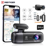 Redtiger F9 4K Dash Cam WiFi GPS Front & Rear Car Camera + SD Card Hardwire Kit