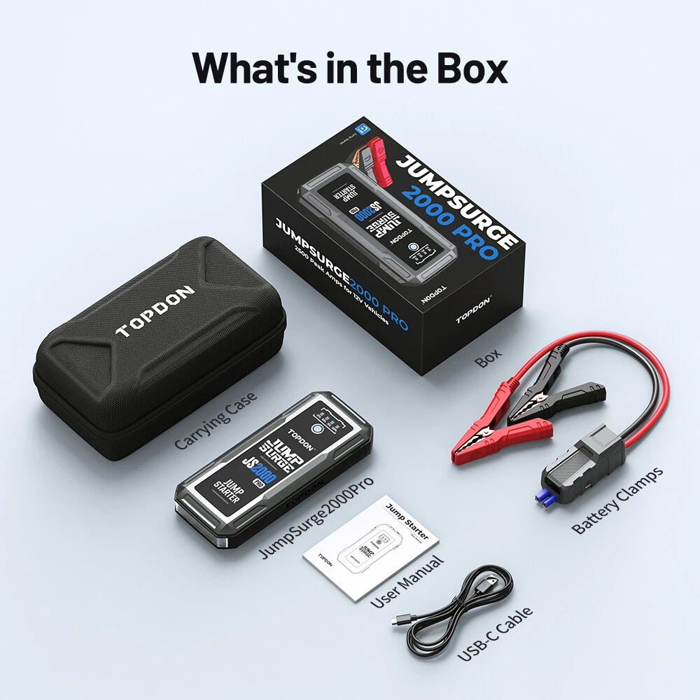 TOPDON JS2000 12V 2500A Battery Booster Car Jump Starter Pack Power Bank Charger - Image 12