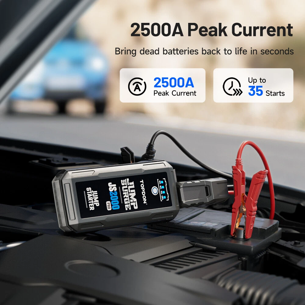 TOPDON JS2000 12V 2500A Battery Booster Car Jump Starter Pack Power Bank Charger - Image 3