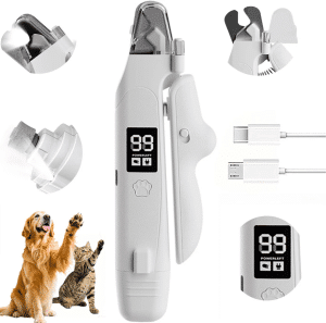 2-in-1 Dog Cat Nail Clippers + Grinder Claws Trimmer Pet Grooming with LED Light