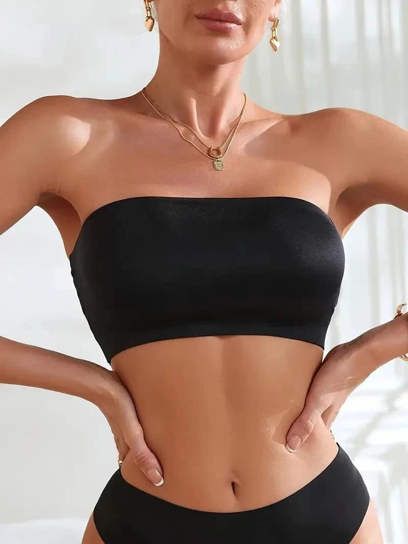 Bandeau Strapless Bra That Actually Stays Up Breathable Comfy Silicone Grip Band - Image 3