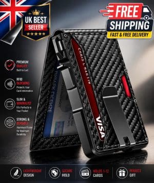 Mens RFID Blocking Smart Pop Up Compact Slim Wallet Card Holder Money Clip