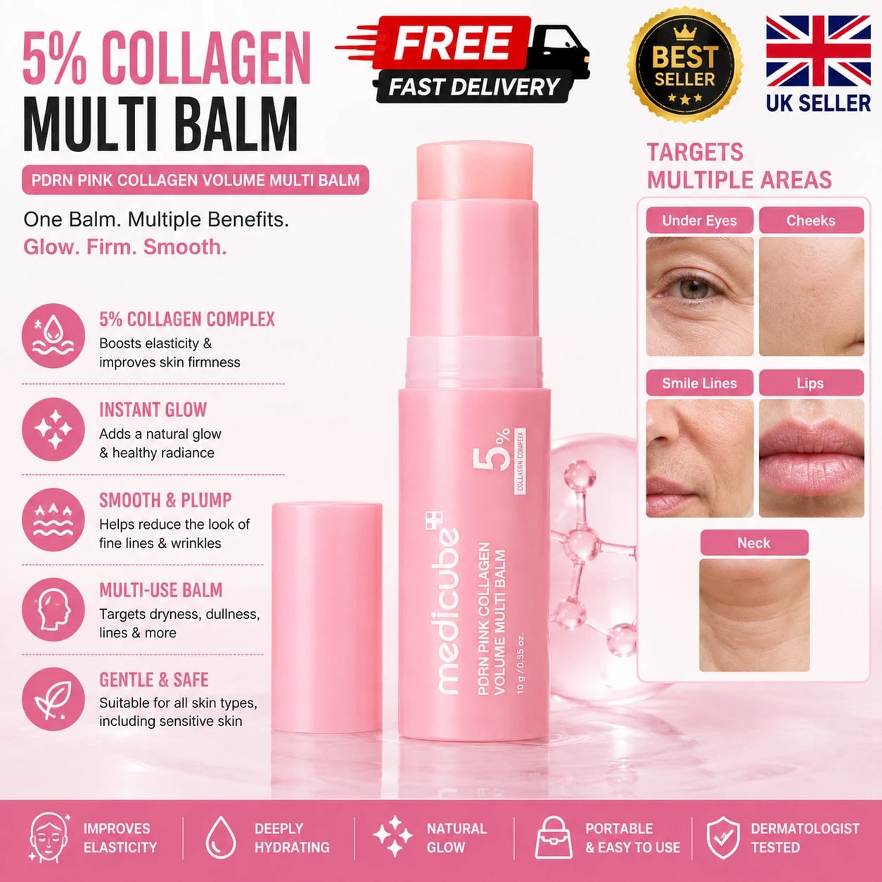 Medicube PDRN Pink Collagen Volume Multi Balm Stick Anti-Aging Face & Body