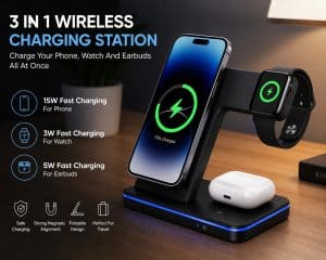 3-in-1 Fast 15W Wireless Charger Station Dock for Apple iPhone Watch AirPods