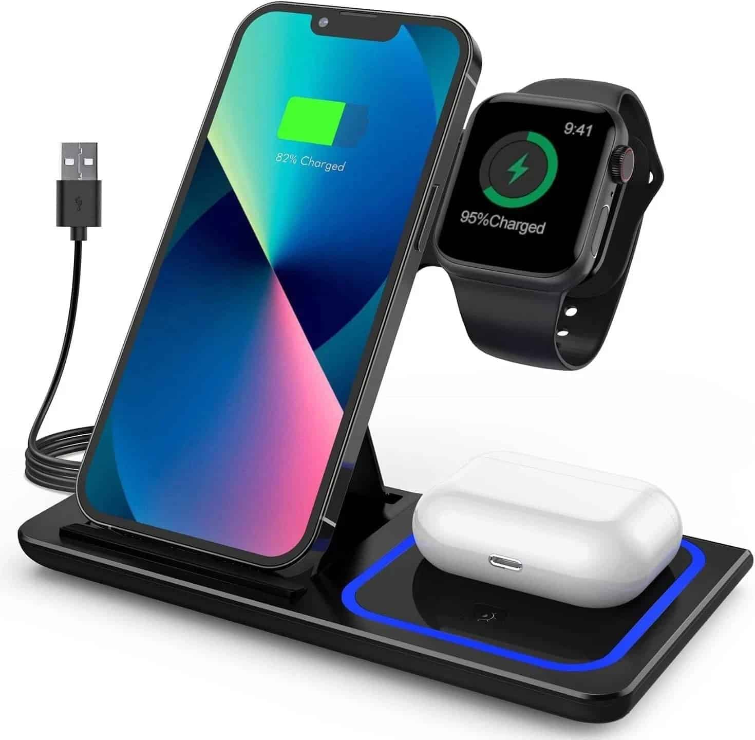 3-in-1 Fast 15W Wireless Charger Station Dock for Apple iPhone Watch AirPods - Image 2